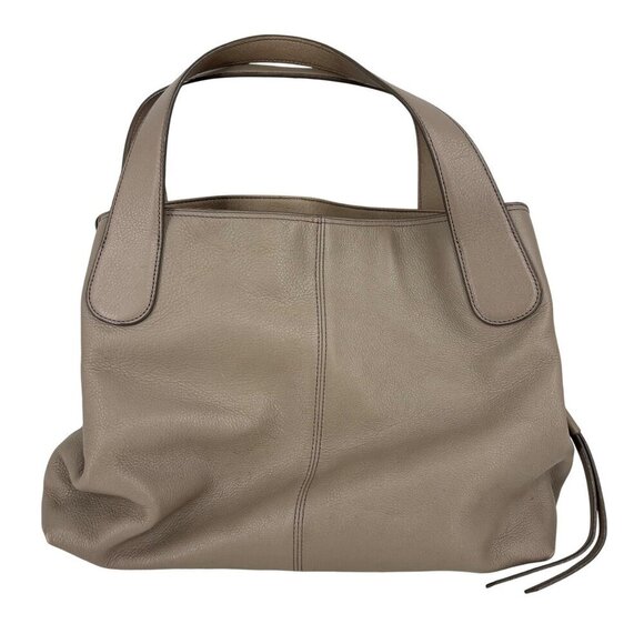 Fossil Maya Satchel Handbag Beige Leather Multi Compartment Zip Magnetic Snap - Picture 1 of 12